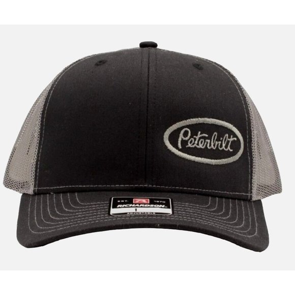 Peterbilt Trucker Hat - Black / Charcoal Richardson 112 Snap Back Hat - Picture 2 of 7